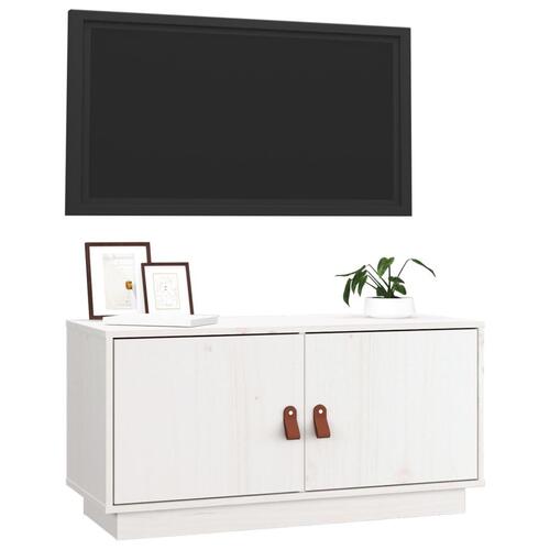 Tv-bord 80x34x40 cm massivt fyrretræ hvid