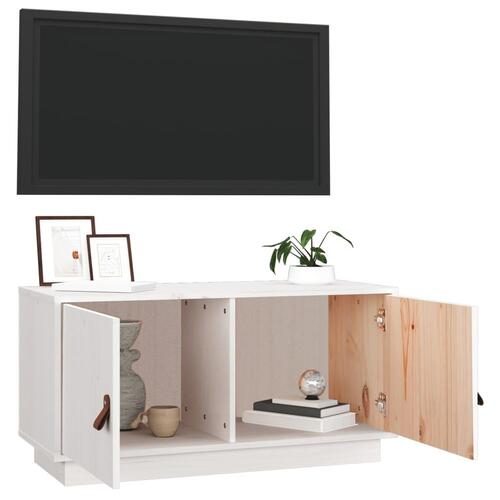 Tv-bord 80x34x40 cm massivt fyrretræ hvid