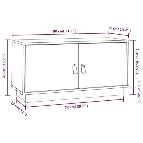 Tv-bord 80x34x40 cm massivt fyrretræ hvid