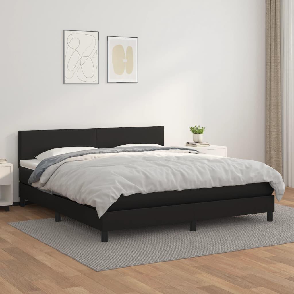 Kontinentalseng med madras 180x200 cm kunstlæder sort