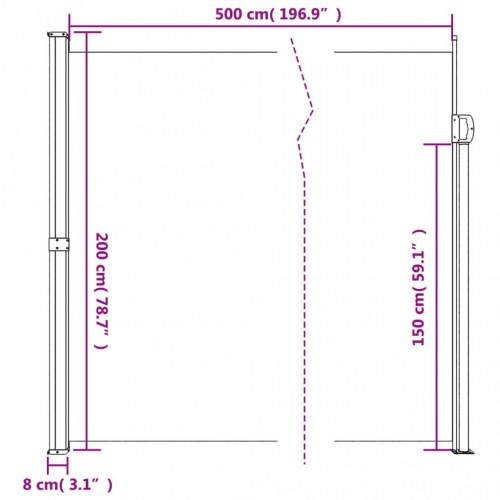 Sammenrullelig sidemarkise 200 × 500 cm - mørkegrøn