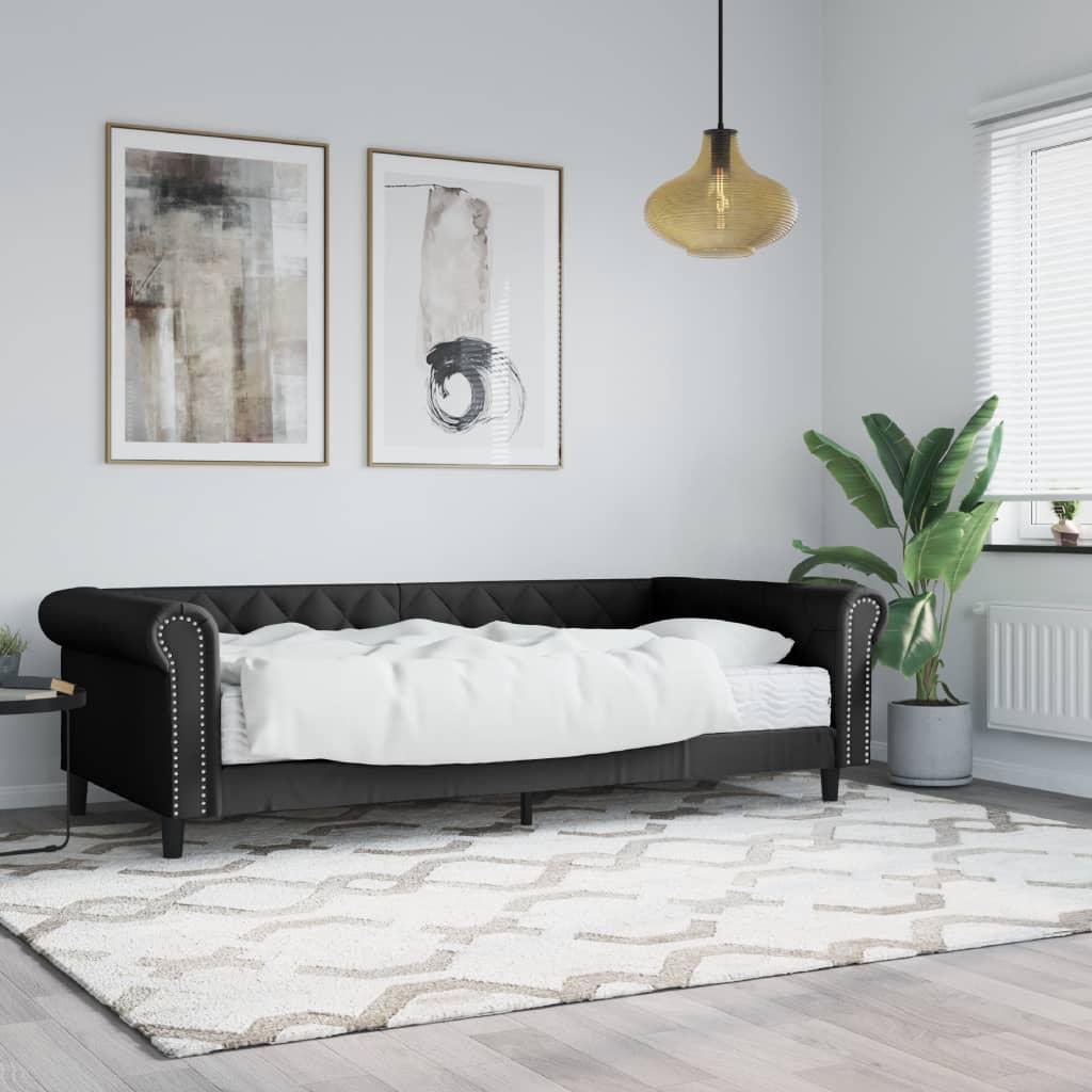 Daybed Kunstlæder Farvet - Sort / med madras / 90 x 200 cm