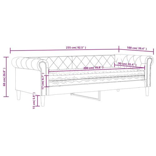 Daybed med madras 90x200 cm kunstlæder sort