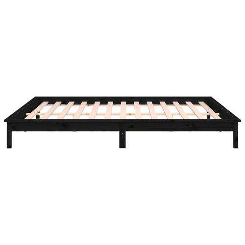 Sengeramme med LED 150x200 cm kingsize massivt træ sort