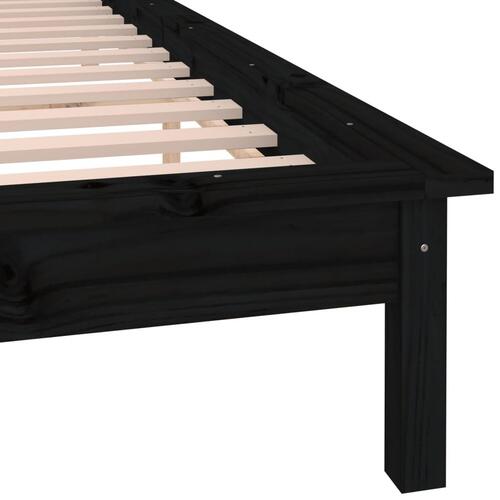 Sengeramme med LED 150x200 cm kingsize massivt træ sort