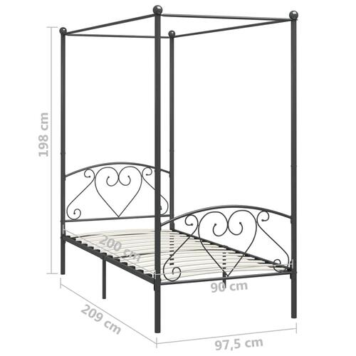 Sengestel til himmelseng 90 x 200 cm metal grå