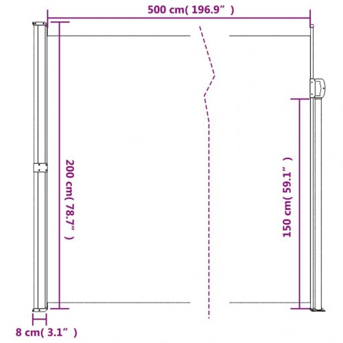 Sammenrullelig sidemarkise 200 × 500 cm - hvid
