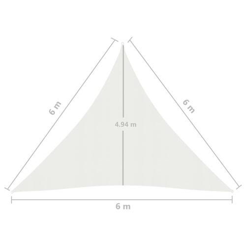 Solsejl 160 g/m² 6x6x6 m HDPE hvid