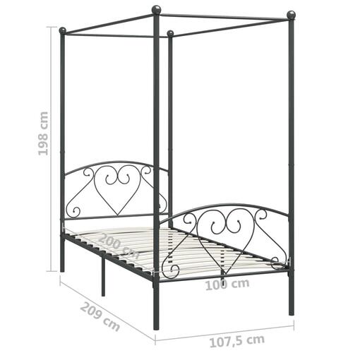 Sengestel til himmelseng 100 x 200 cm metal grå