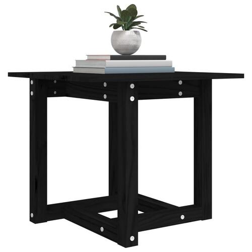 Sofabord 50x50x45 cm massivt fyrretræ sort