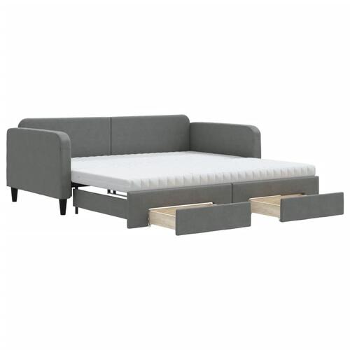 Daybed med udtræk og skuffer 100x200 cm stof mørkegrå