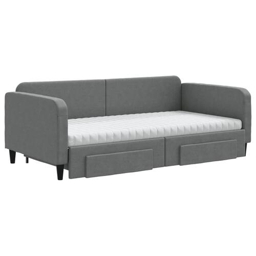 Daybed med udtræk og skuffer 100x200 cm stof mørkegrå