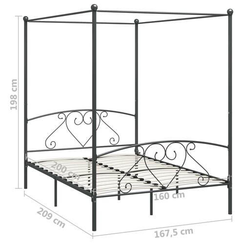 Sengestel til himmelseng 160 x 200 cm metal grå