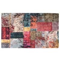 Gulvtæppe 120x170 cm vaskbart skridsikkert patchwork flerfarvet