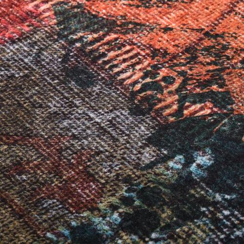 Gulvtæppe 120x170 cm vaskbart skridsikkert patchwork flerfarvet