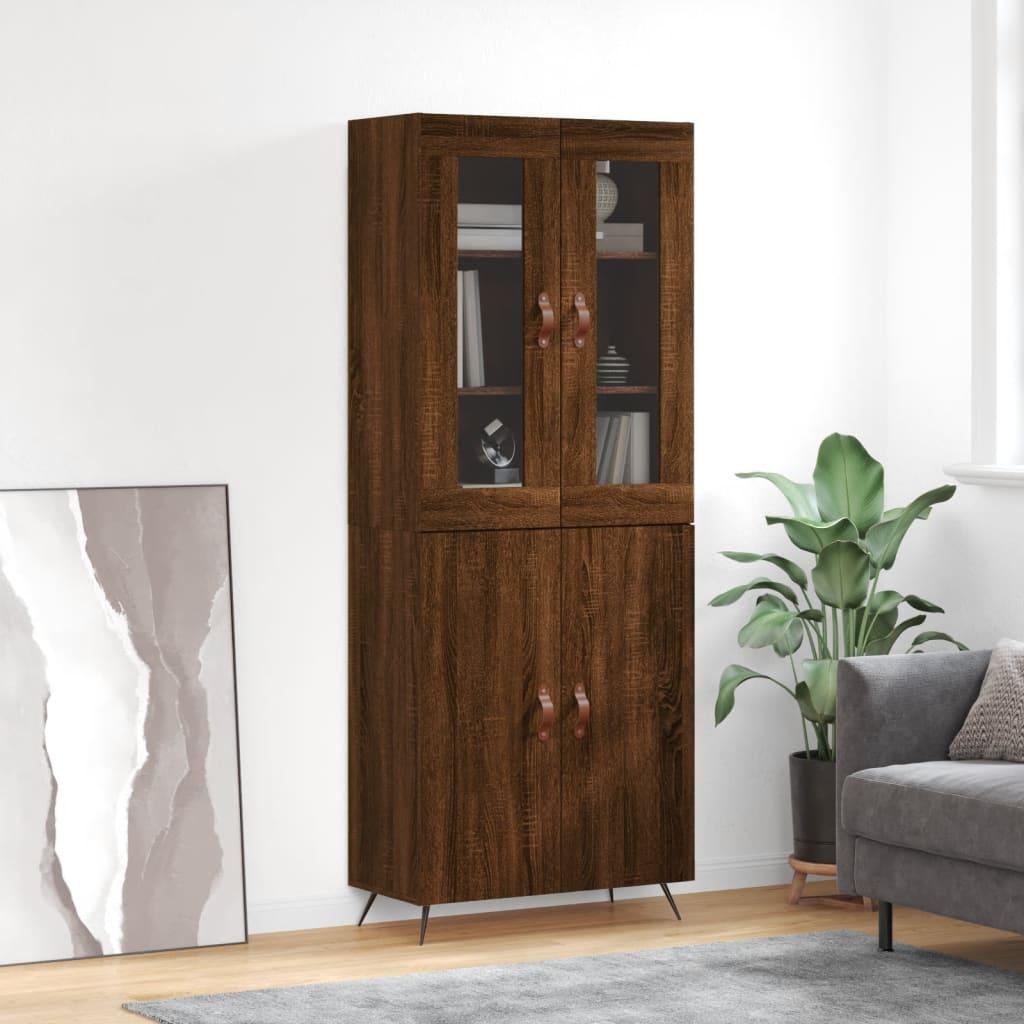 Højskab 69,5x34x180 cm konstrueret træ brun egetræsfarve