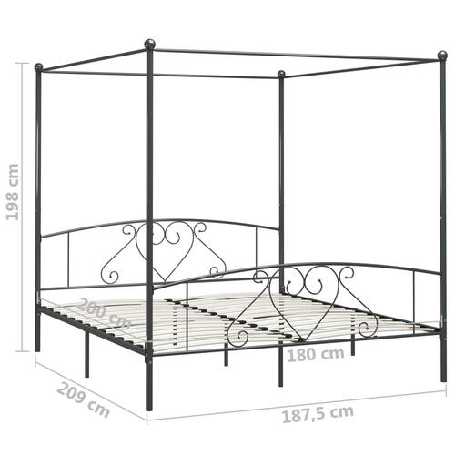 Sengestel til himmelseng 180 x 200 cm metal grå