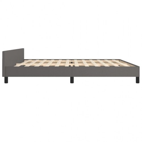 Sengeramme med sengegavl 200x200 cm i gråt kunstlæder