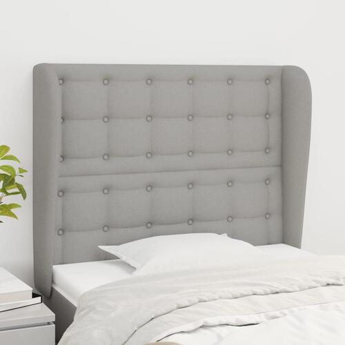 Sengegavl med kanter 93x23x118/128 cm stof lysegrå