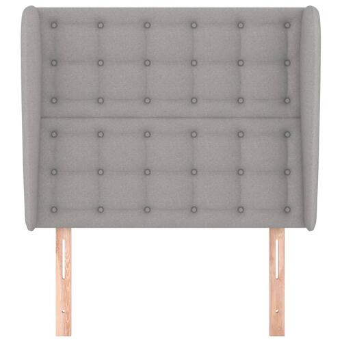 Sengegavl med kanter 93x23x118/128 cm stof lysegrå