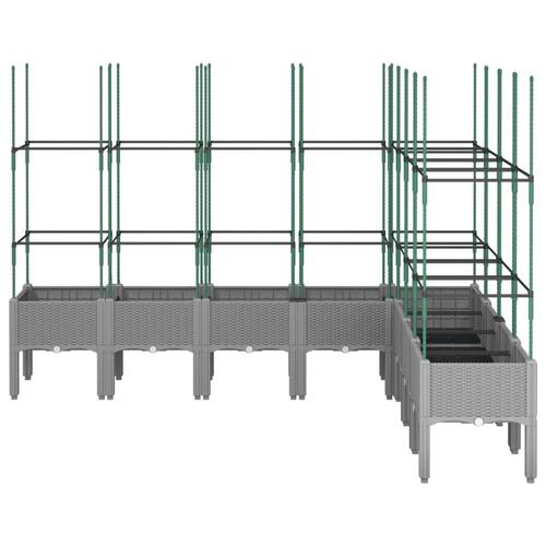 Plantekasse med espalier 200x160x142,5 cm PP lysegrå