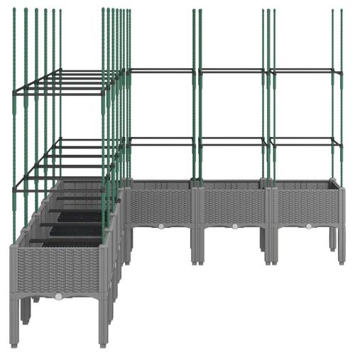 Plantekasse med espalier 200x160x142,5 cm PP lysegrå