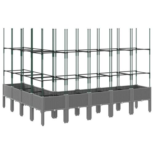 Plantekasse med espalier 200x160x142,5 cm PP lysegrå