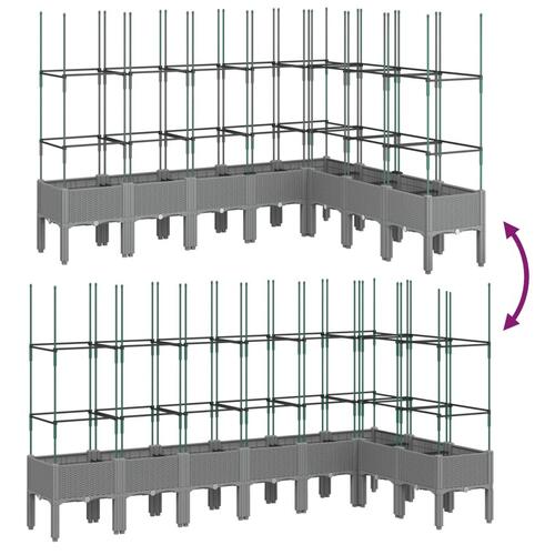 Plantekasse med espalier 200x160x142,5 cm PP lysegrå