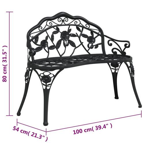 Havebænk 100 cm støbt aluminium sort