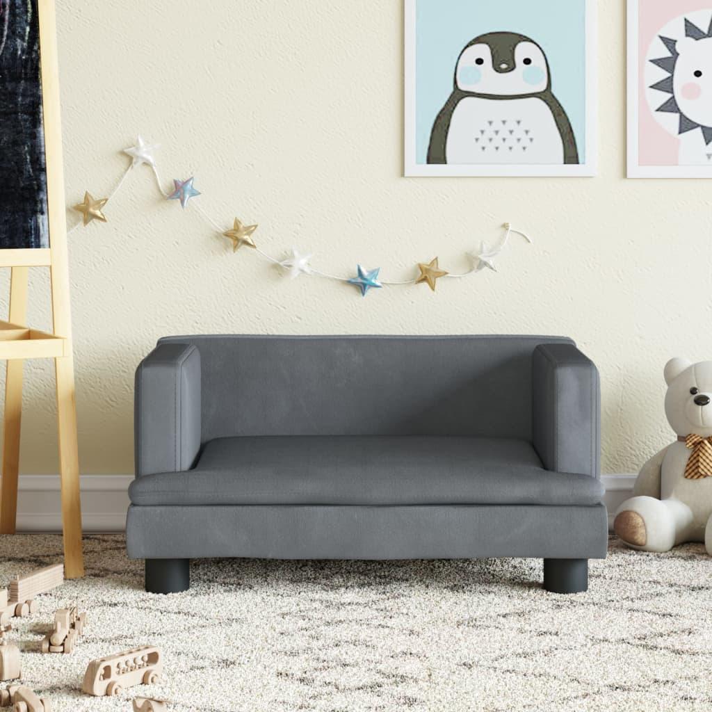 Sofa til børn 60x45x30 cm velour mørkegrå