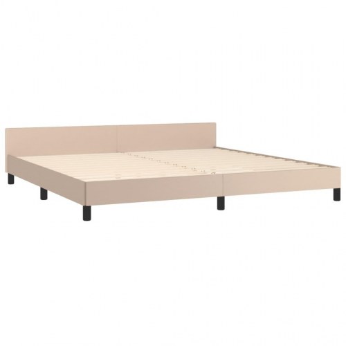 Sengeramme med sengegavl 200×200 cm - kunstlæder, cappuccino