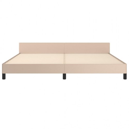 Sengeramme med sengegavl 200×200 cm - kunstlæder, cappuccino