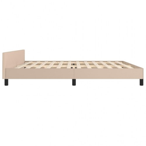 Sengeramme med sengegavl 200×200 cm - kunstlæder, cappuccino