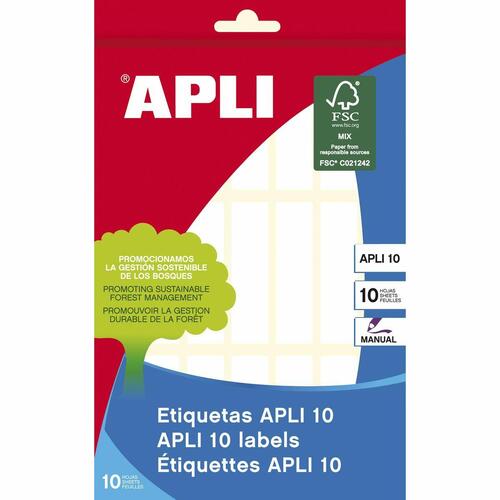 Etiketter Apli Hvid Papir 10 Ark 13 x 50 mm (10 enheder)
