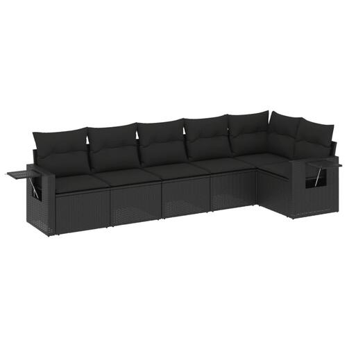 Sofasæt til haven 6 dele med hynder polyrattan sort