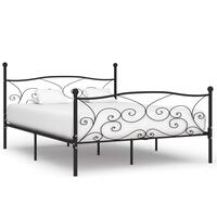 Sengestel med lamelbund 200 x 200 cm metal sort