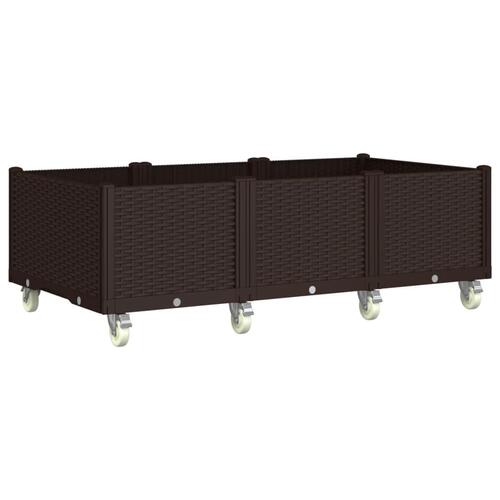 Plantekasse med hjul 150x80x54 cm PP brun