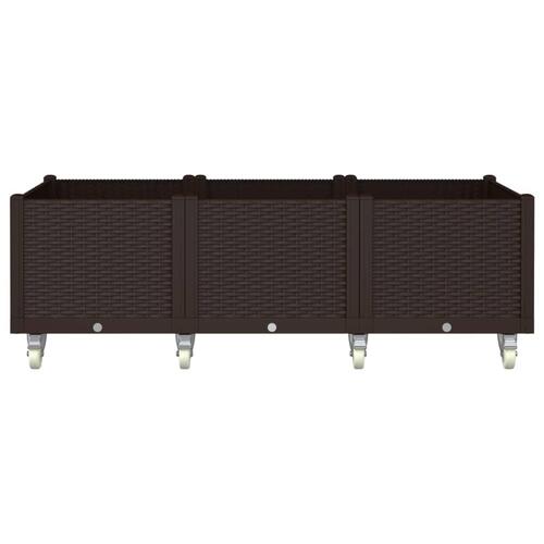 Plantekasse med hjul 150x80x54 cm PP brun
