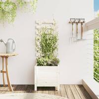 Plantekasse med stativ 39x39,5x114 cm massivt fyrretræ hvid