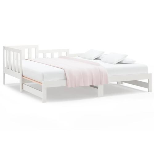 Daybed med udtræk 2x(90x190) cm massivt fyrretræ hvid