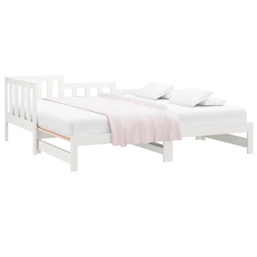 Daybed med udtræk 2x(90x190) cm massivt fyrretræ hvid
