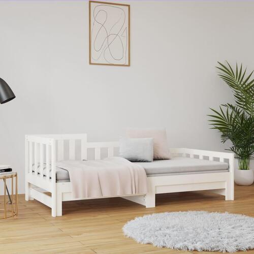 Daybed med udtræk 2x(90x190) cm massivt fyrretræ hvid