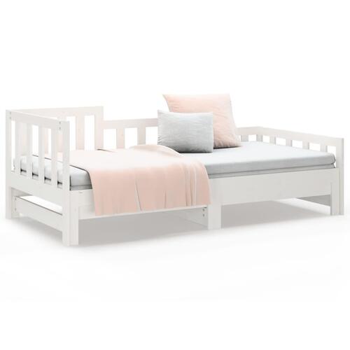 Daybed med udtræk 2x(90x190) cm massivt fyrretræ hvid