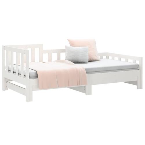 Daybed med udtræk 2x(90x190) cm massivt fyrretræ hvid