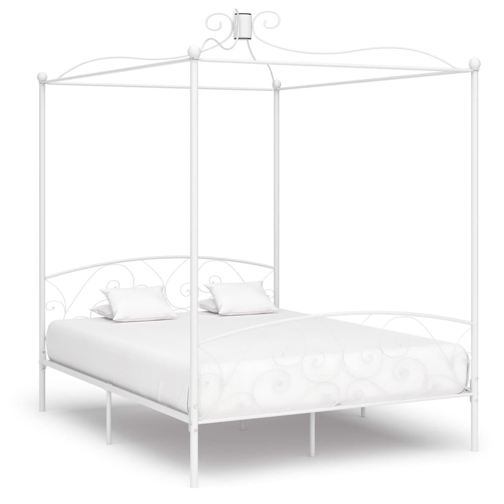 Sengestel til himmelseng 160 x 200 cm metal hvid