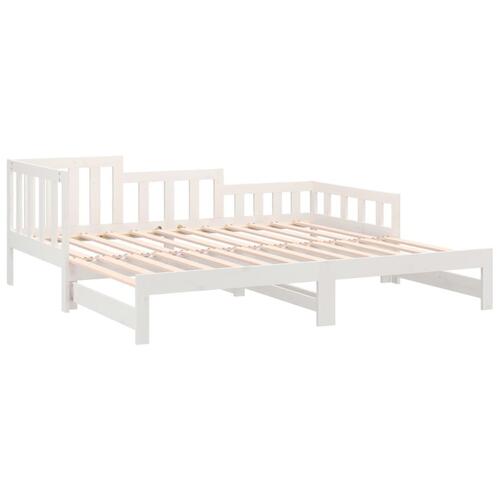 Daybed med udtræk 2x(90x190) cm massivt fyrretræ hvid