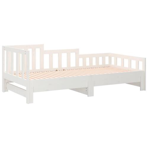 Daybed med udtræk 2x(90x190) cm massivt fyrretræ hvid