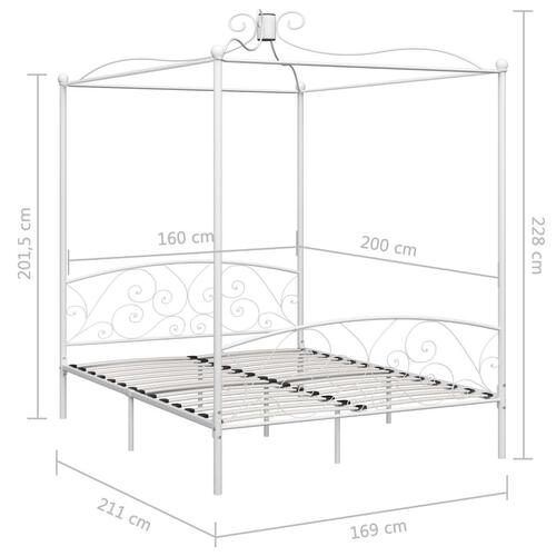 Sengestel til himmelseng 160 x 200 cm metal hvid