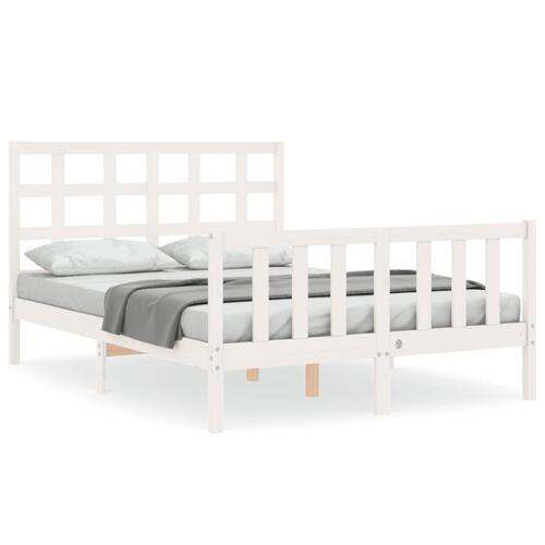 Sengeramme med sengegavl 140x200 cm massivt træ hvid