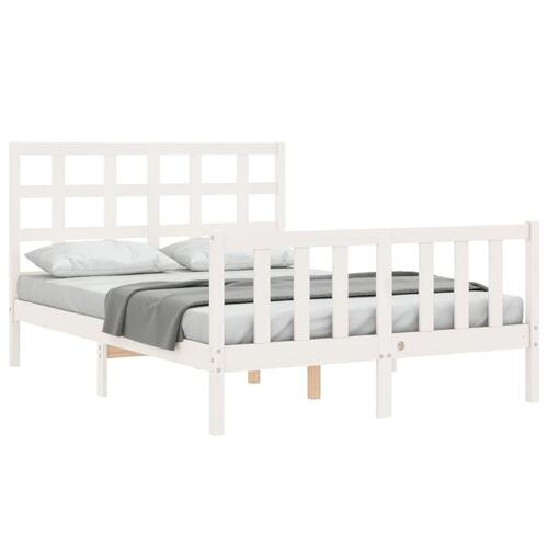 Sengeramme med sengegavl 140x200 cm massivt træ hvid